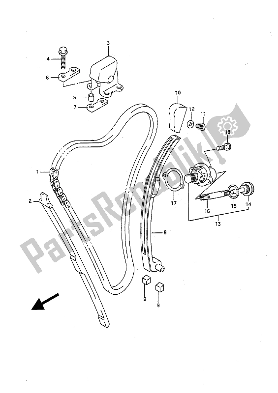 All parts for the Cam Chain of the Suzuki GSX R 1100 1991