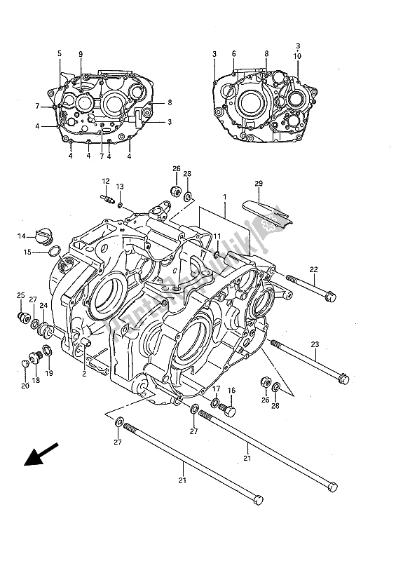 All parts for the Crankcase of the Suzuki LS 650 FP Savage 1986