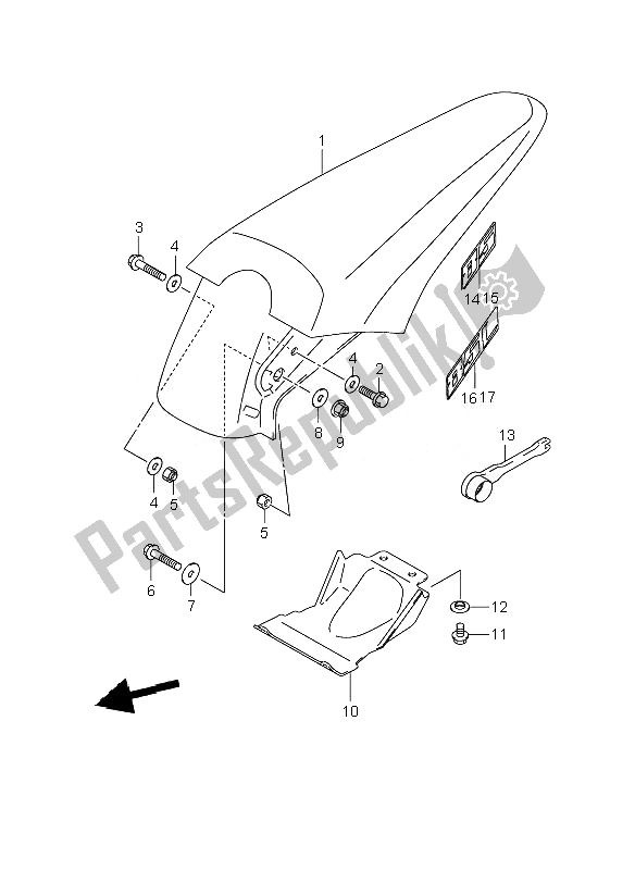 All parts for the Rear Fender of the Suzuki RM 85 SW LW 2010