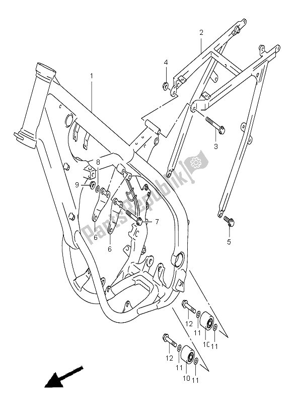 All parts for the Frame of the Suzuki RM 125 2005
