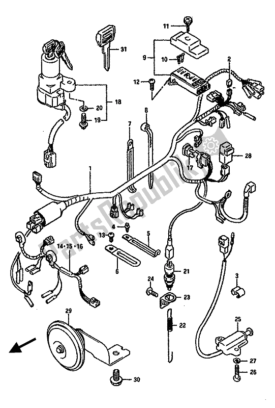 Tutte le parti per il Cablaggio Elettrico del Suzuki GSX R 750 1988