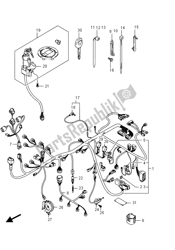 All parts for the Wiring Harness of the Suzuki GSF 1250 SA Bandit 2015