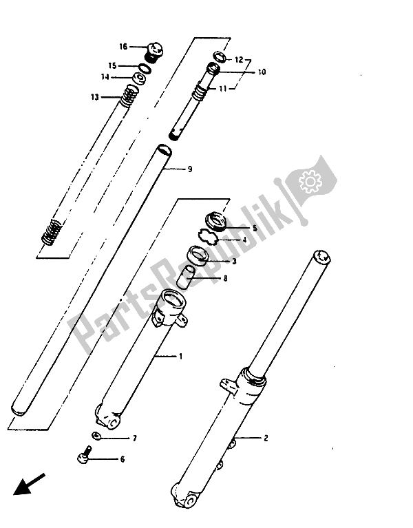 All parts for the Front Damper of the Suzuki RG 125 CUC Gamma 1986