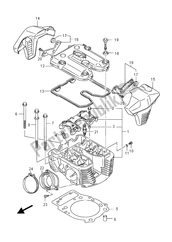 Alle onderdelen voor de Cilinderkop Achter van de Suzuki VZR 1800 NZR M Intruder 2012