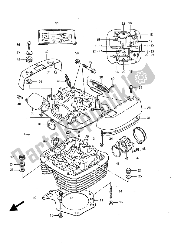 Alle onderdelen voor de Cilinderkop van de Suzuki LS 650 FP Savage 1988