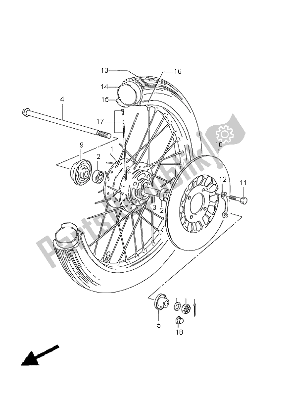 Alle onderdelen voor de Voorwiel (gn125) van de Suzuki GN 125E 2000