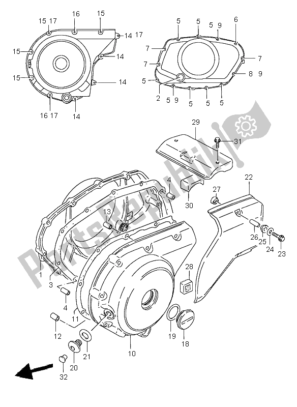 Tutte le parti per il Coperchio Del Carter del Suzuki VS 800 Intruder 1999