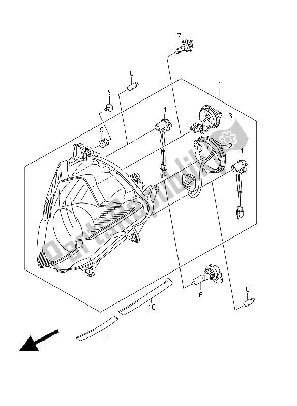 Tutte le parti per il Proiettore (e21) del Suzuki GSX 1250 FA 2011