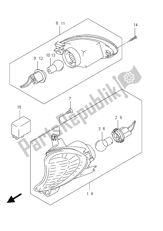 All parts for the Turnsignal Lamp of the Suzuki GSX 1300R Hayabusa 2012