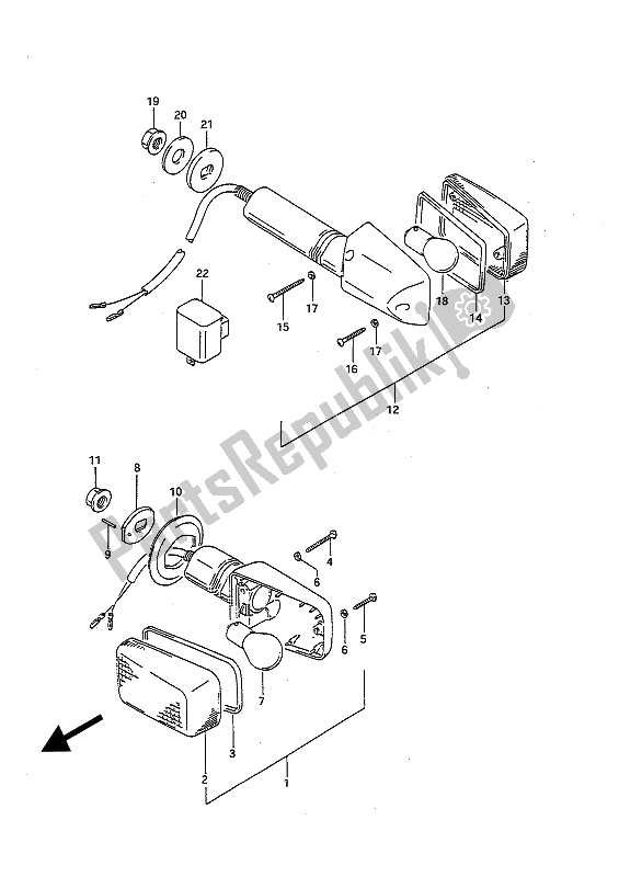 Toutes les pièces pour le Feu Clignotant du Suzuki GSX R 750 1991