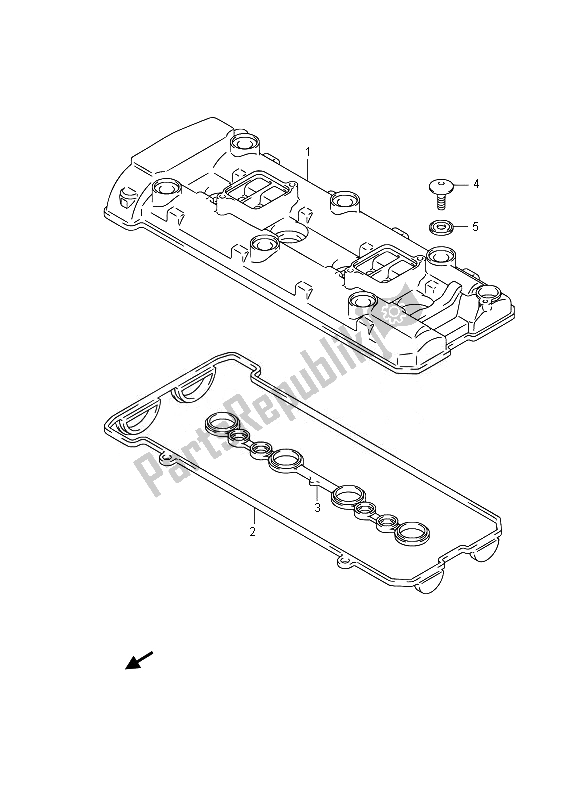 All parts for the Cylinder Head Cover of the Suzuki GSX 1300 RA Hayabusa 2014