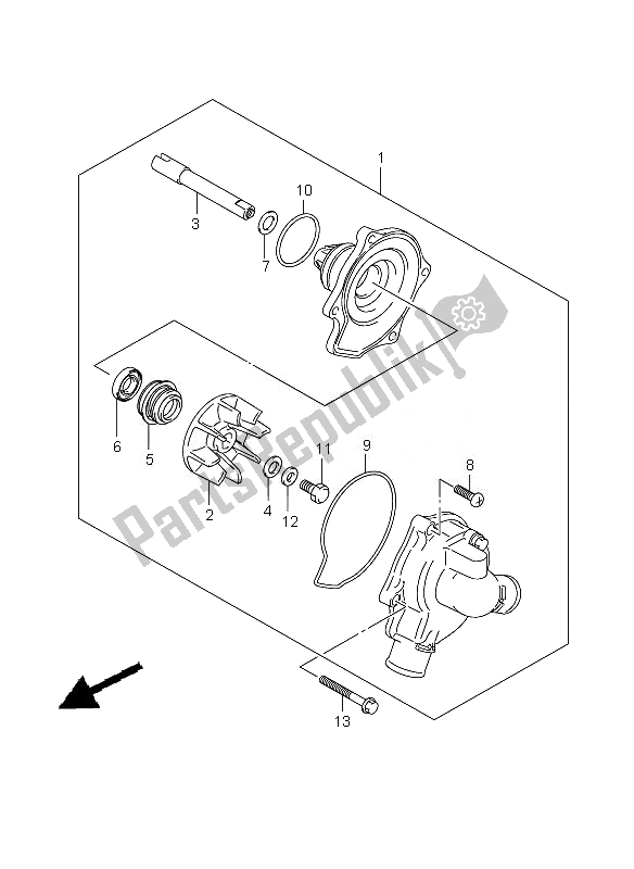 Tutte le parti per il Pompa Dell'acqua del Suzuki GSX 650 FA 2010
