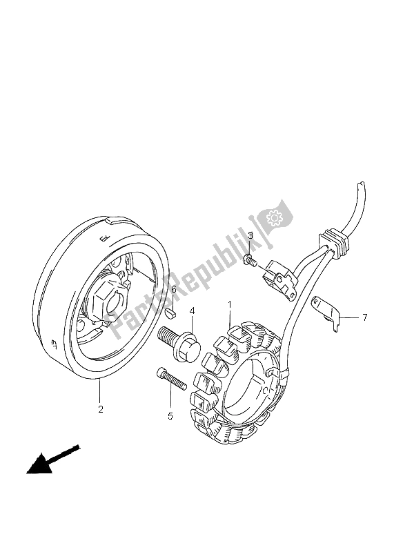 All parts for the Magneto of the Suzuki XF 650 Freewind 1997