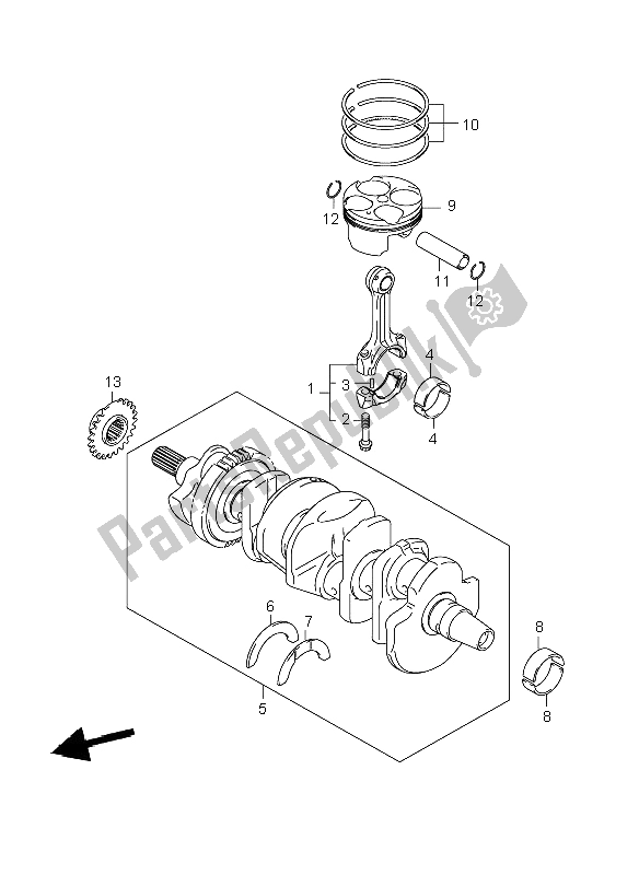 Alle onderdelen voor de Krukas van de Suzuki GSR 600A 2008