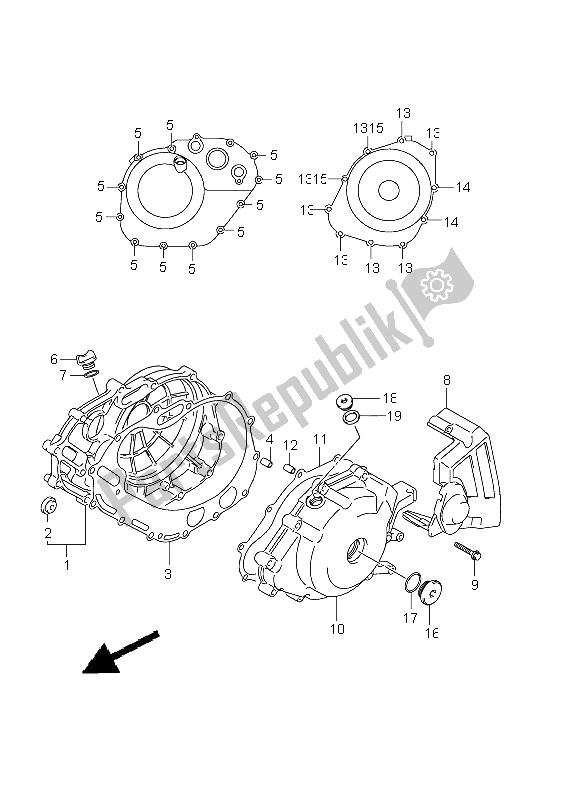 All parts for the Crankcase Cover of the Suzuki DL 650A V Strom 2011