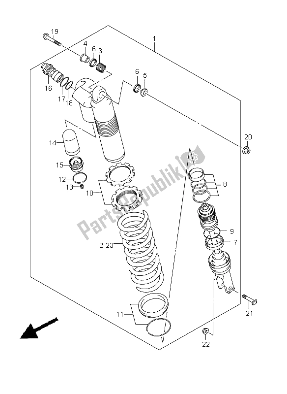 All parts for the Rear Shock Absorber of the Suzuki RM Z 450 2008