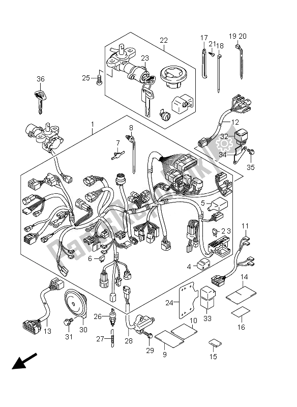 All parts for the Wiring Harness of the Suzuki VZ 800 Intruder 2010