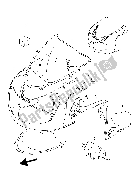 All parts for the Cowling Body of the Suzuki TL 1000R 2000