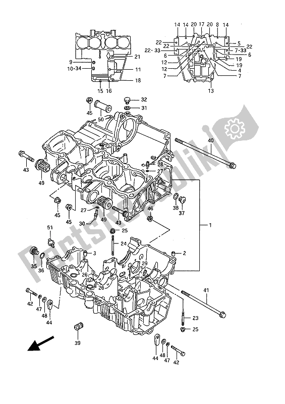 Tutte le parti per il Carter del Suzuki GSX 1100F 1988