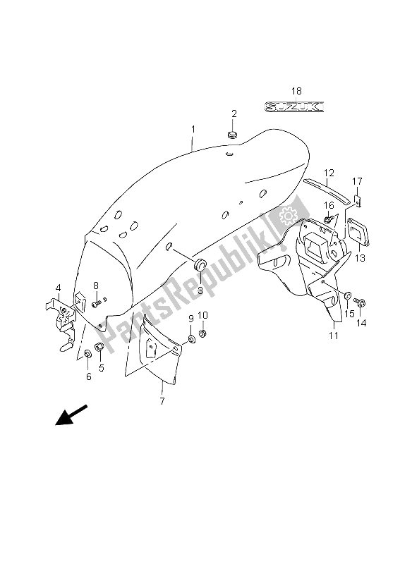 All parts for the Rear Fender of the Suzuki GZ 250 Marauder 2005