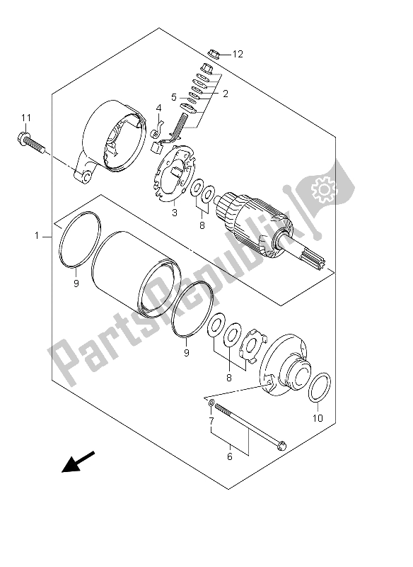 All parts for the Starting Motor of the Suzuki DL 650 V Strom 2004