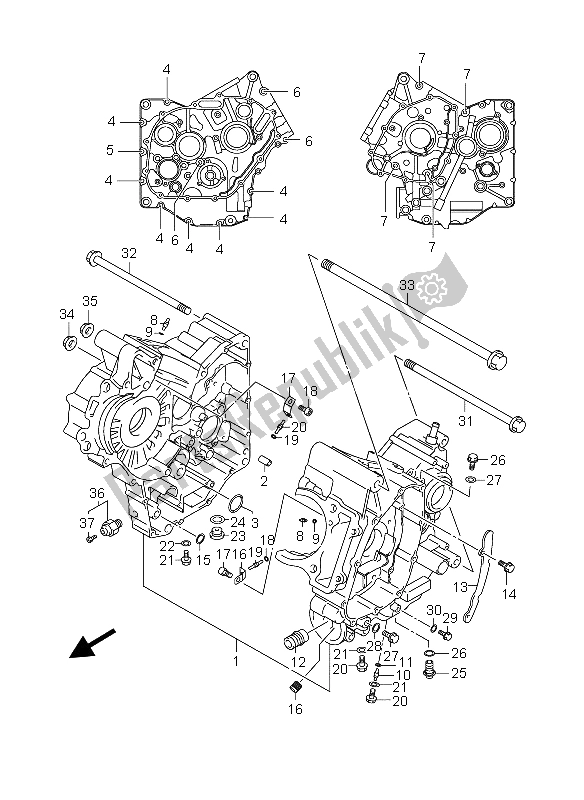 All parts for the Crankcase of the Suzuki DL 650 V Strom 2004