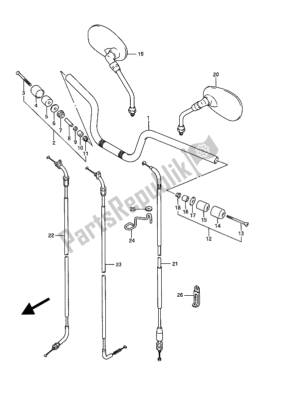 All parts for the Handlebar (e30) of the Suzuki GSF 400 Bandit 1993