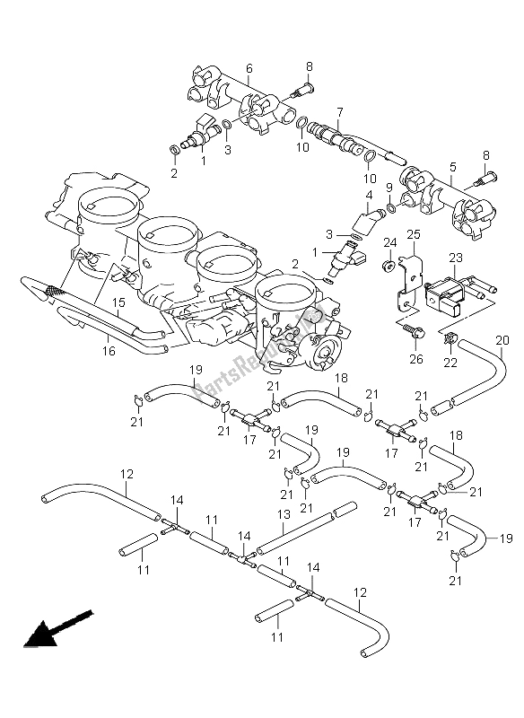 Tutte le parti per il Tubo Flessibile Del Corpo Farfallato E Giunto del Suzuki GSX 1300R Hayabusa 2009