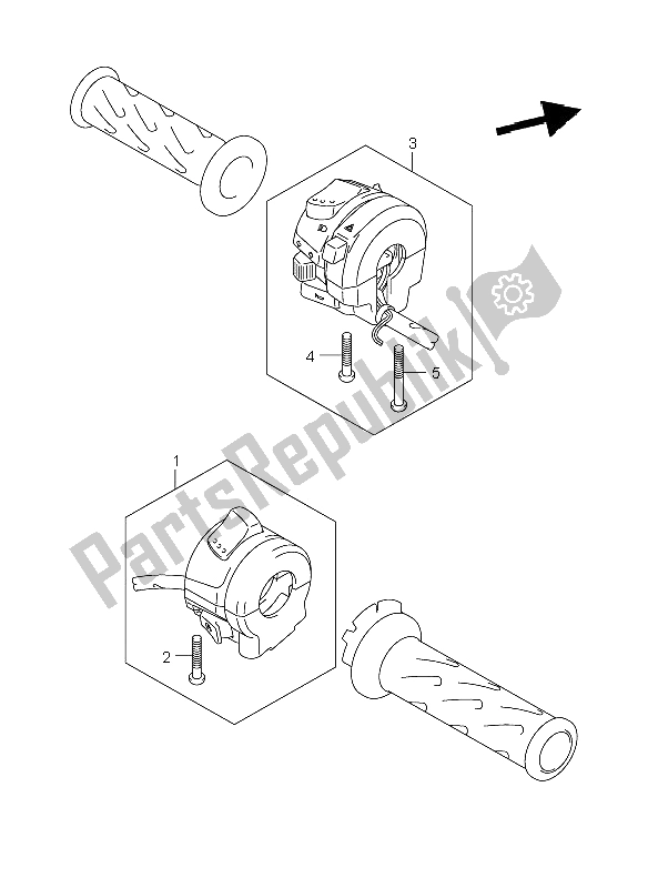 All parts for the Handle Switch of the Suzuki GSX R 1000 2005