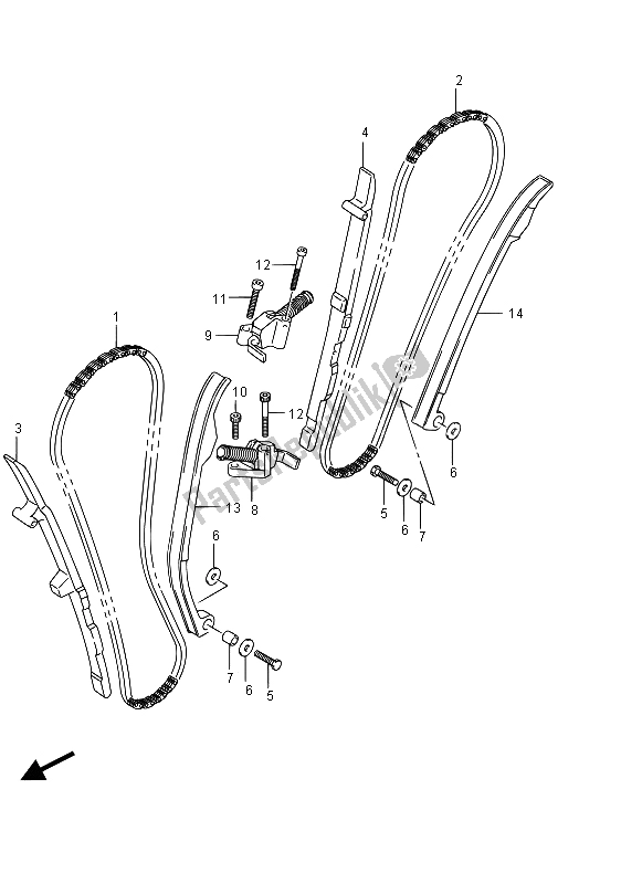 All parts for the Cam Chain of the Suzuki VZ 800 Intruder 2015