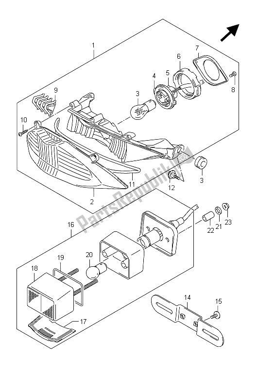 All parts for the Rear Combination Lamp of the Suzuki GSX 1250 FA 2012
