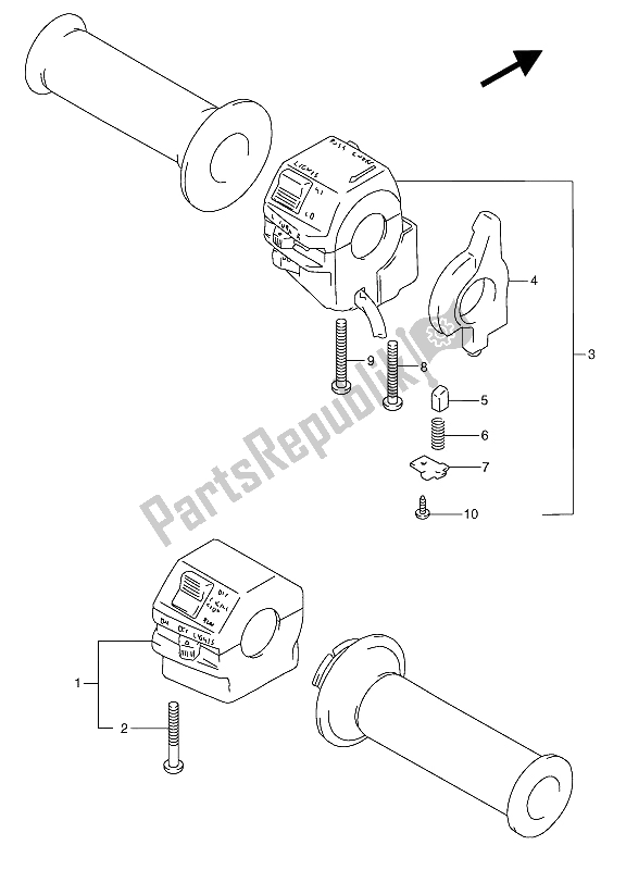 Alle onderdelen voor de Handvat Schakelaar van de Suzuki RGV 250 1994