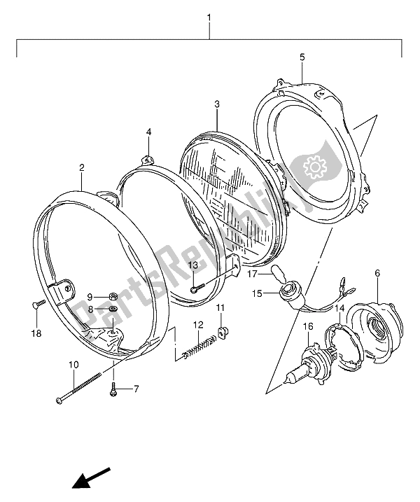 Alle onderdelen voor de Koplamp van de Suzuki GS 500 EU 1991