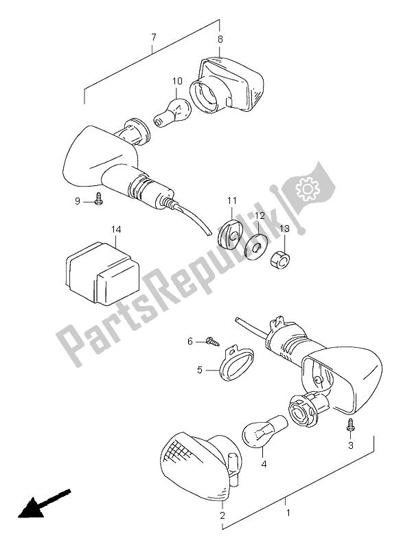 All parts for the Turn Signal Lamp of the Suzuki TL 1000S 1997