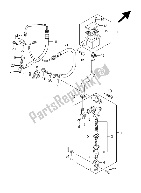 Toutes les pièces pour le Maître-cylindre Arrière (gsf650a-sa-ua-sua) du Suzuki GSF 650 Nsnasa Bandit 2010