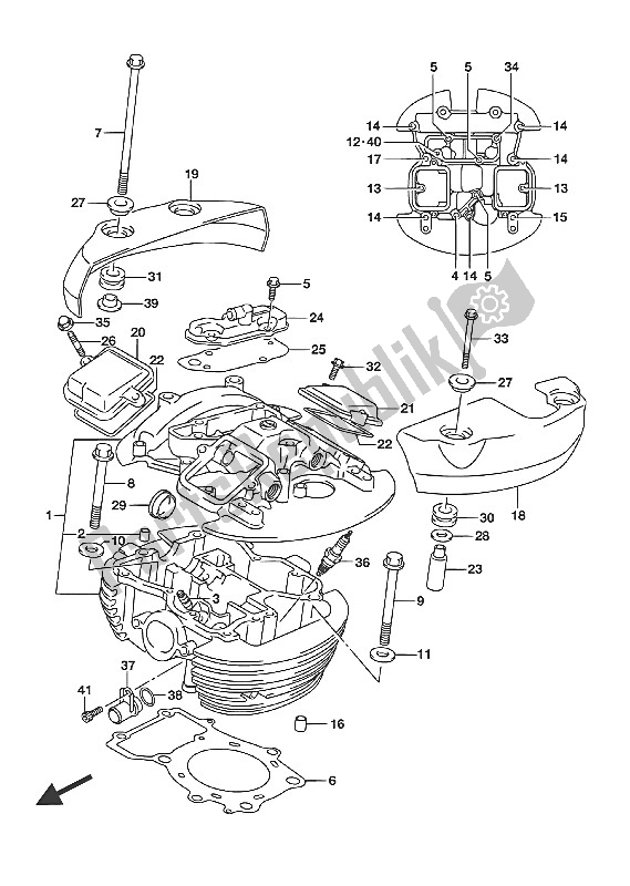 All parts for the Cylinder Head (rear)(vl800 E02) of the Suzuki VL 800 Intruder 2016