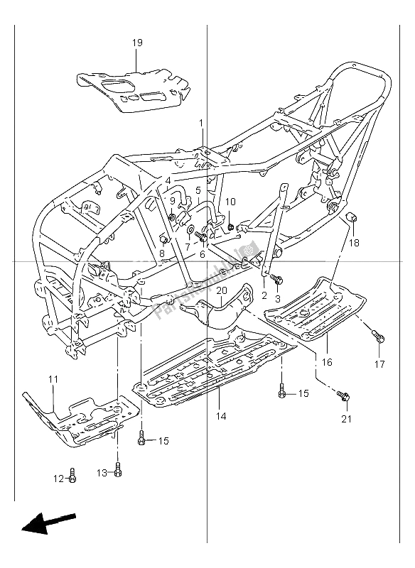 Todas as partes de Quadro, Armação do Suzuki LT F 250 Quadrunner 2001