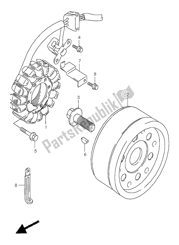 All parts for the Magneto of the Suzuki VZ 800 Marauder 2000