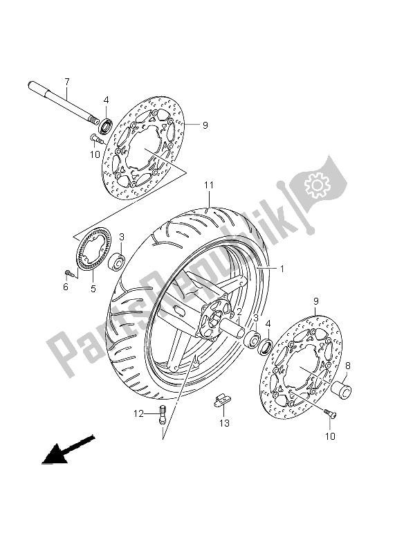 Tutte le parti per il Ruota Anteriore (gsx650fa E21) del Suzuki GSX 650 FA 2011