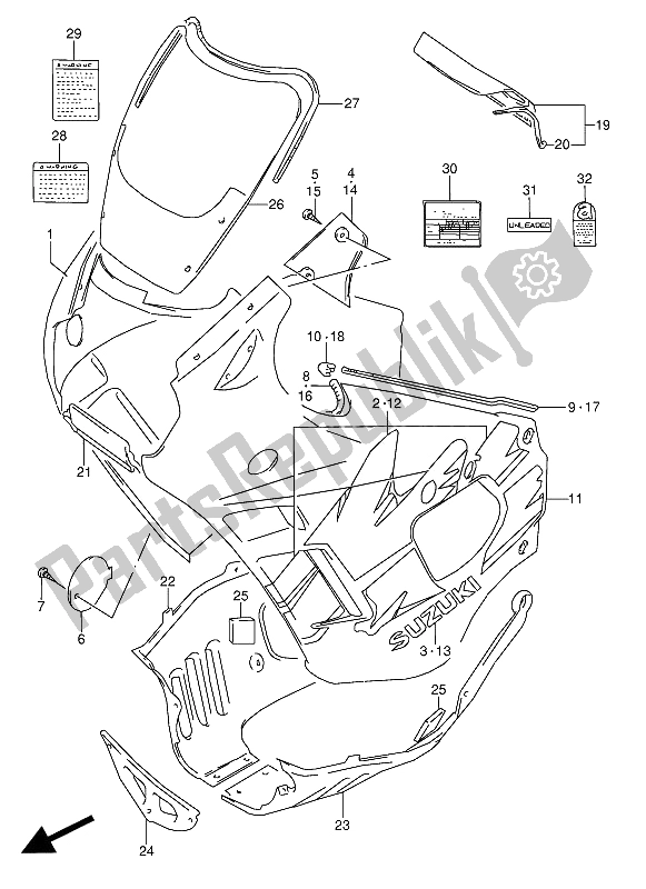 Todas las partes para Cuerpo De Capota de Suzuki GSX 600 FUU2 1993