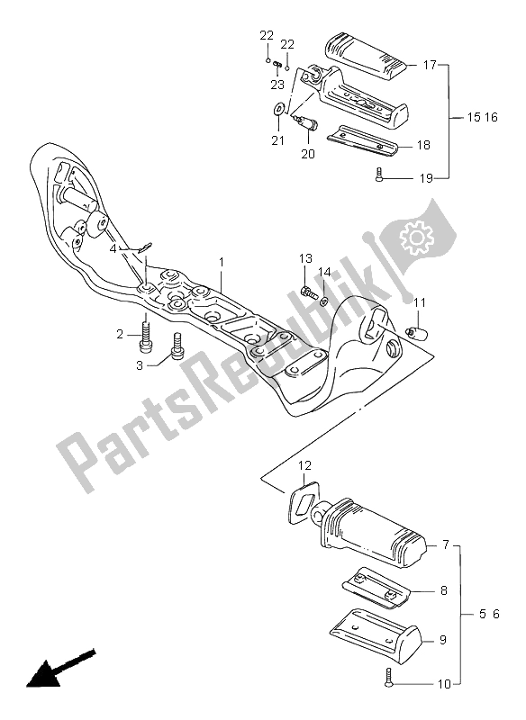 Todas las partes para Reposapiés de Suzuki VS 1400 Intruder 1997