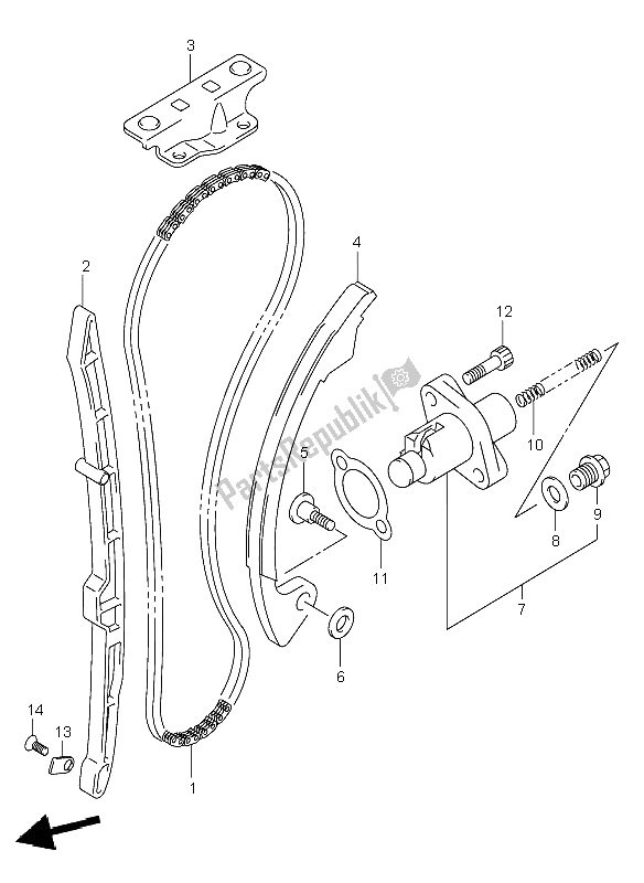 All parts for the Cam Chain of the Suzuki DR Z 400E 2003