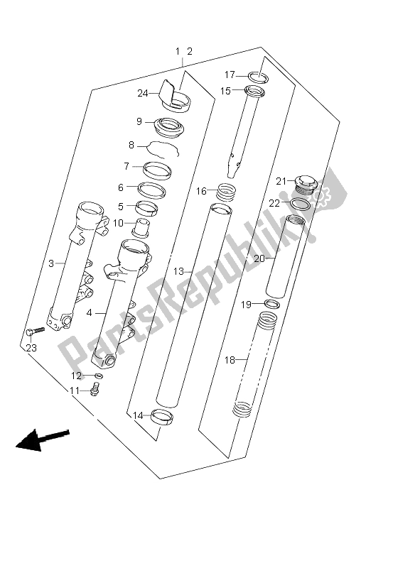 All parts for the Front Fork Damper of the Suzuki GSF 600 NS Bandit 2002