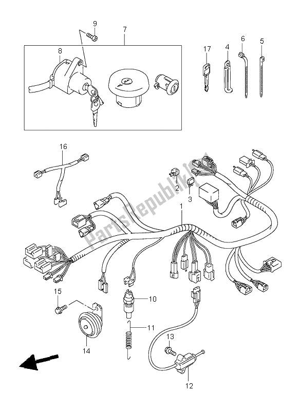 Tutte le parti per il Cablaggio Elettrico del Suzuki VL 250 Intruder 2000