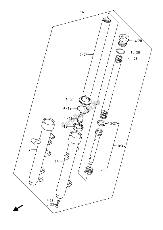 Tutte le parti per il Ammortizzatore Forcella Anteriore (uh200a) del Suzuki UH 200A Burgman 2014