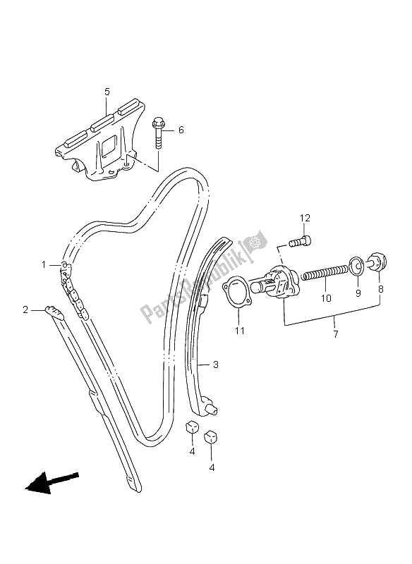 Alle onderdelen voor de Cam Ketting van de Suzuki GSX 750F 2002