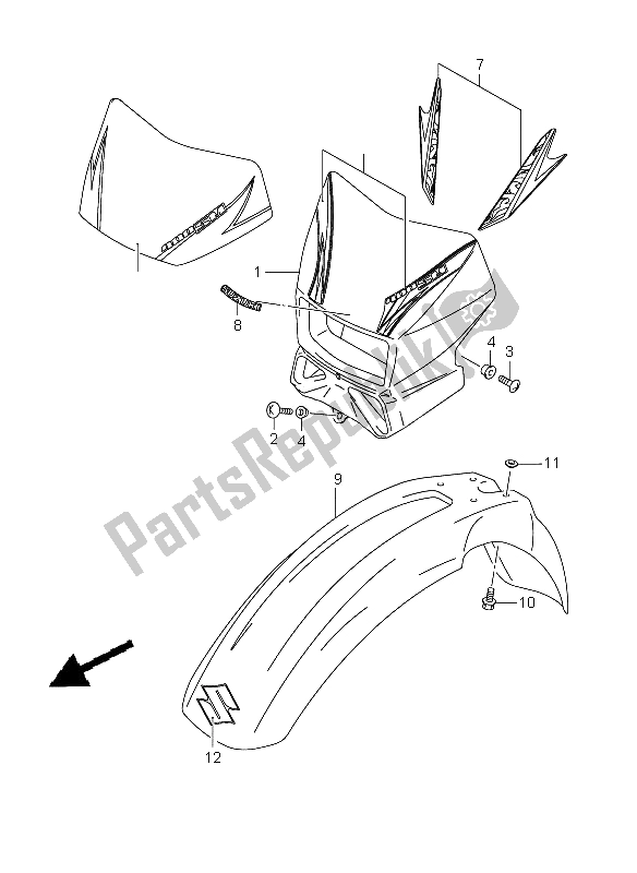 All parts for the Front Fender of the Suzuki DR Z 400 SM 2008