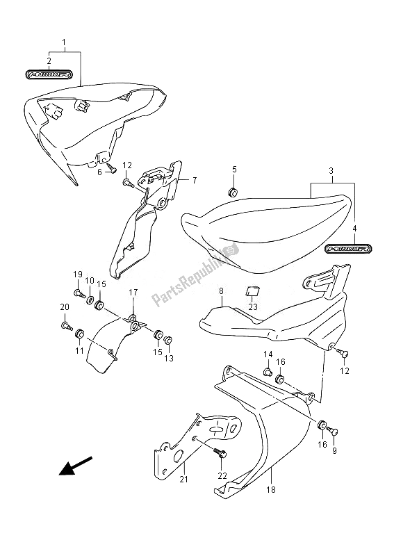 All parts for the Side Cover (vzr1800z E02) of the Suzuki VZR 1800 M Intruder 2014