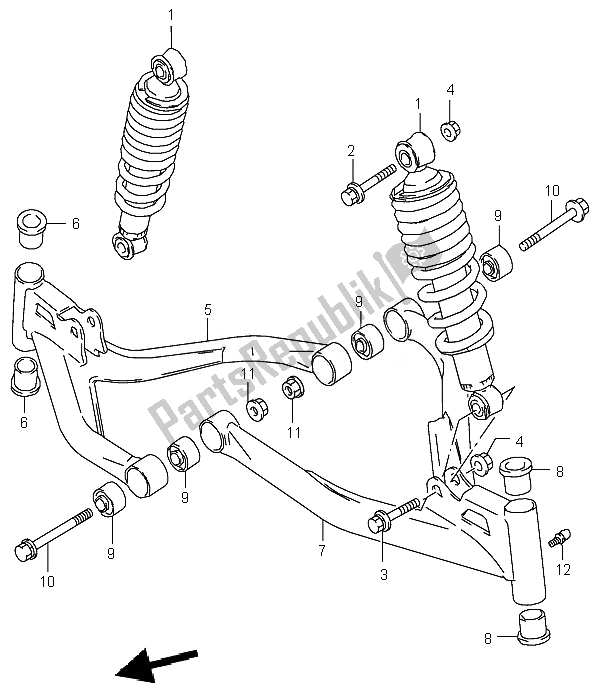 All parts for the Suspension Arm of the Suzuki LT F 160 Quadsport 2007