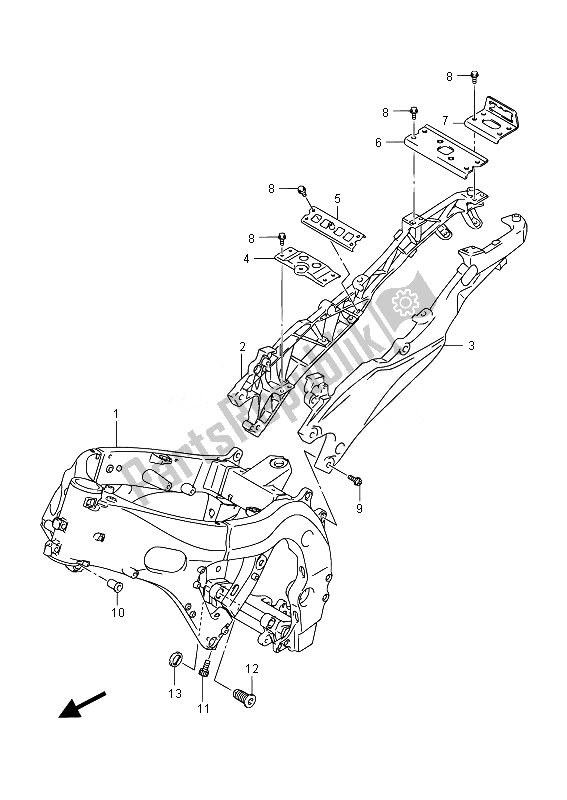 All parts for the Frame of the Suzuki GSX R 750 2014